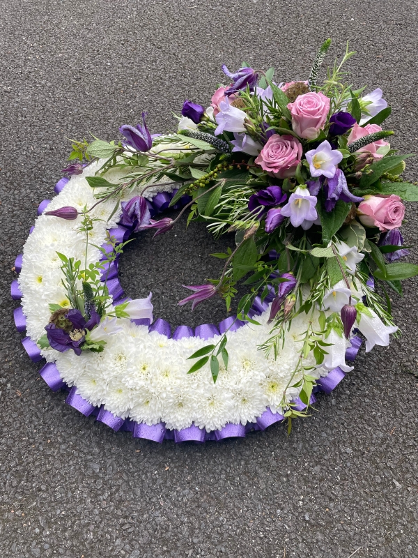 Purple and white wreath