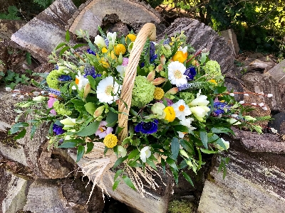 Basket of seasonal flowers