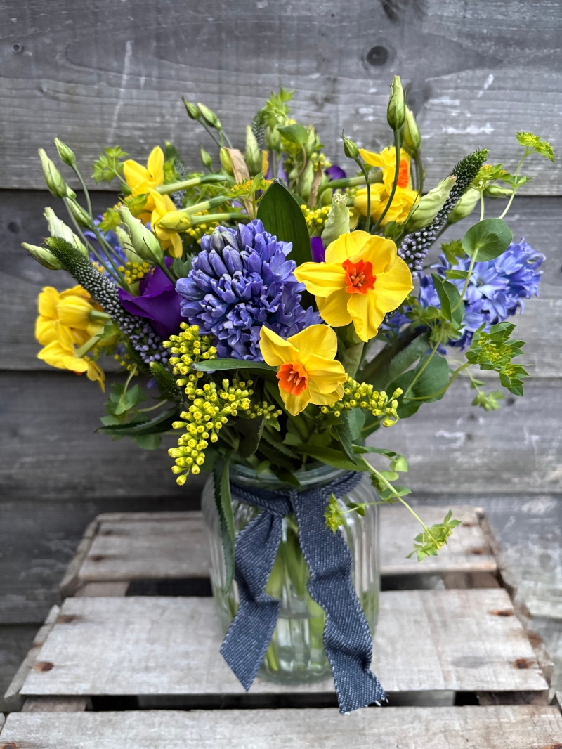 Jean jar of scented flowers