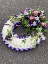 Purple and white wreath