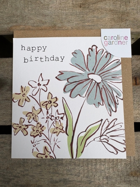 Blue daisy greetings card