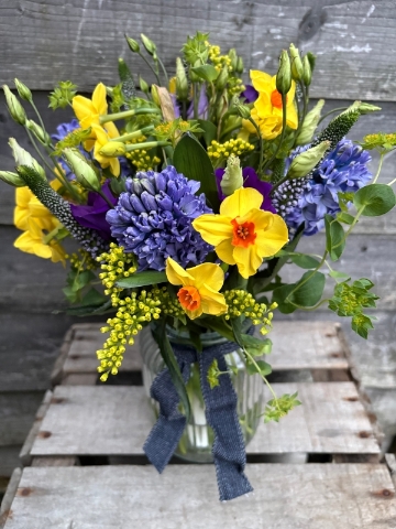 Jean jar of scented flowers