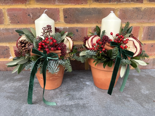 Terracotta candle arrangement